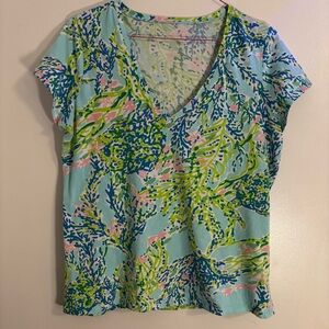 Lilly Pulitzer Michele v-neck top - Palm Reader - Size X Large